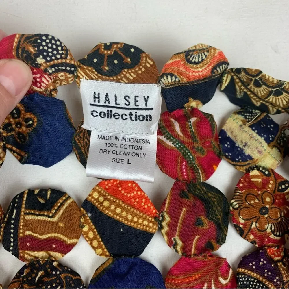 Vintage Halsey yoyo quilt size large Colorful Vest granny art boho retro twist